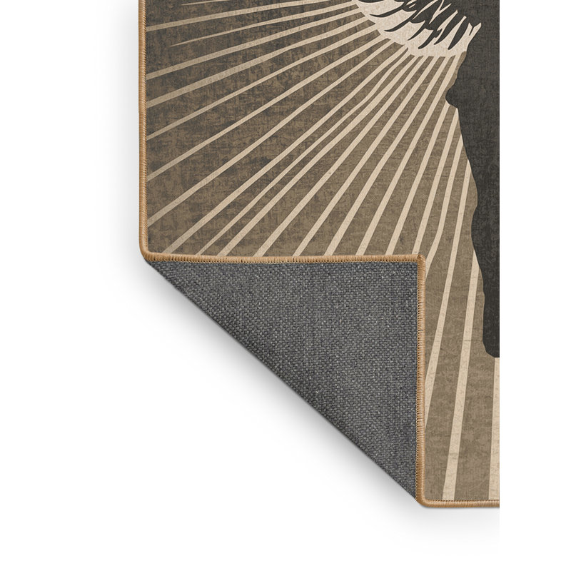 Soft Plush Dupras Angelic Warrior Sword Posh & Luxe Starburst Area Rug in Black – LightBrown Binding, 2x5
