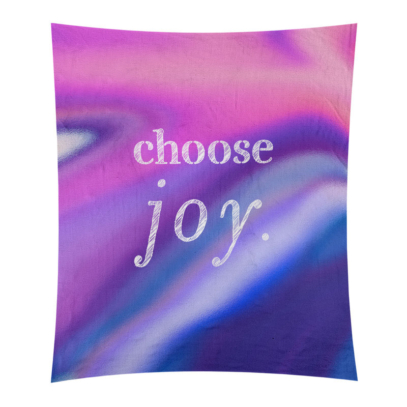 Tapisserie de polyester, choisir la joie citation, H 27,5 po x l 37,5 po, Rose et bleu marine