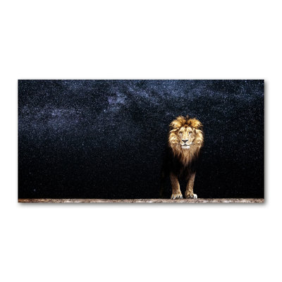 A Lion On The Background Of Stars - Wrapped Canvas Print