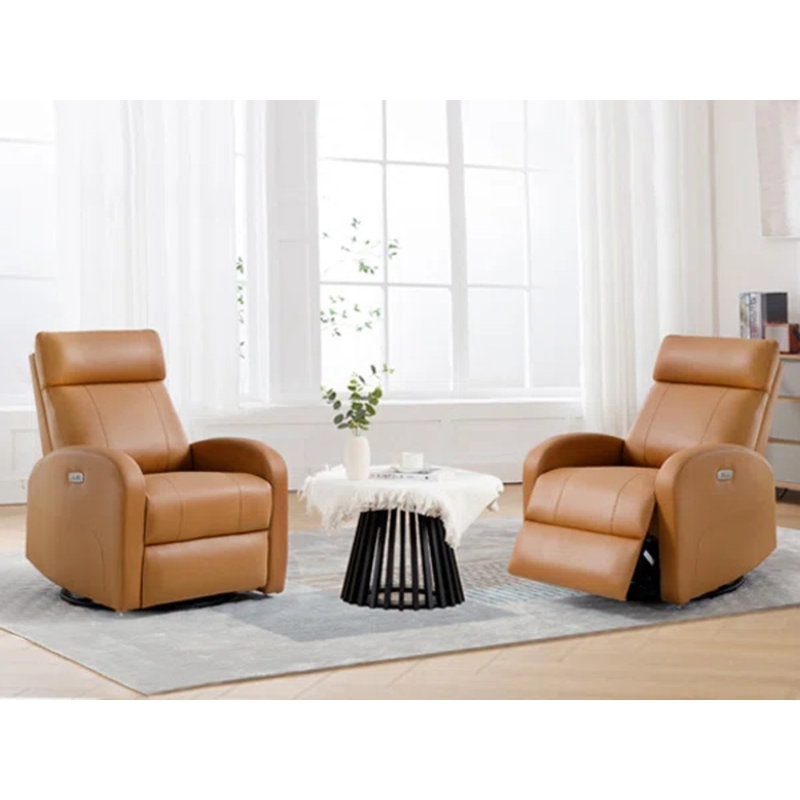 Agatho 30.3''Power Swivel Rocker Recliner Chair, Yellow