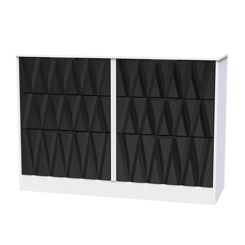 Besmir 6 Drawer Wide Chest (Ready Assembled), Deep Black/White