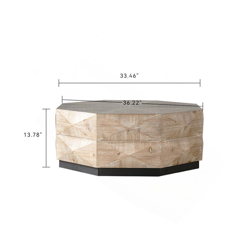 Table basse rustique faite à la main avec motif en relief 3D pour le salon
