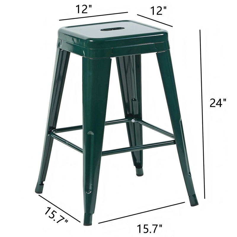 24 tabourets de bar sans dossier en métal de 24 po, 4, amovibles, assemblage pour bar, cuisine, salle à manger et structure stable, espace imperméable