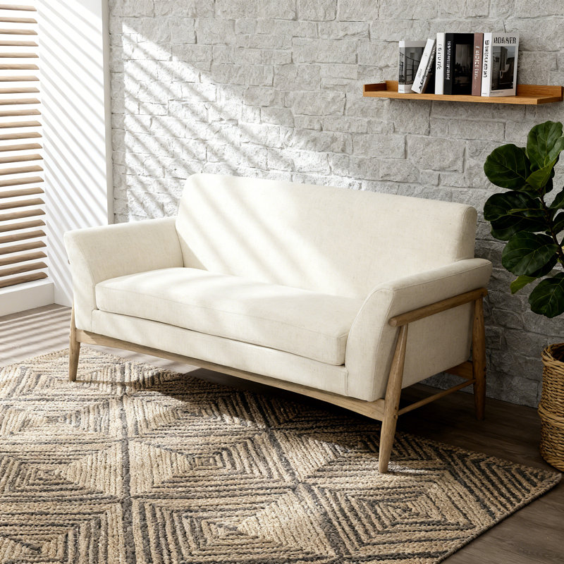Causeuse à accoudoirs évasés Boucle, Tissu beige