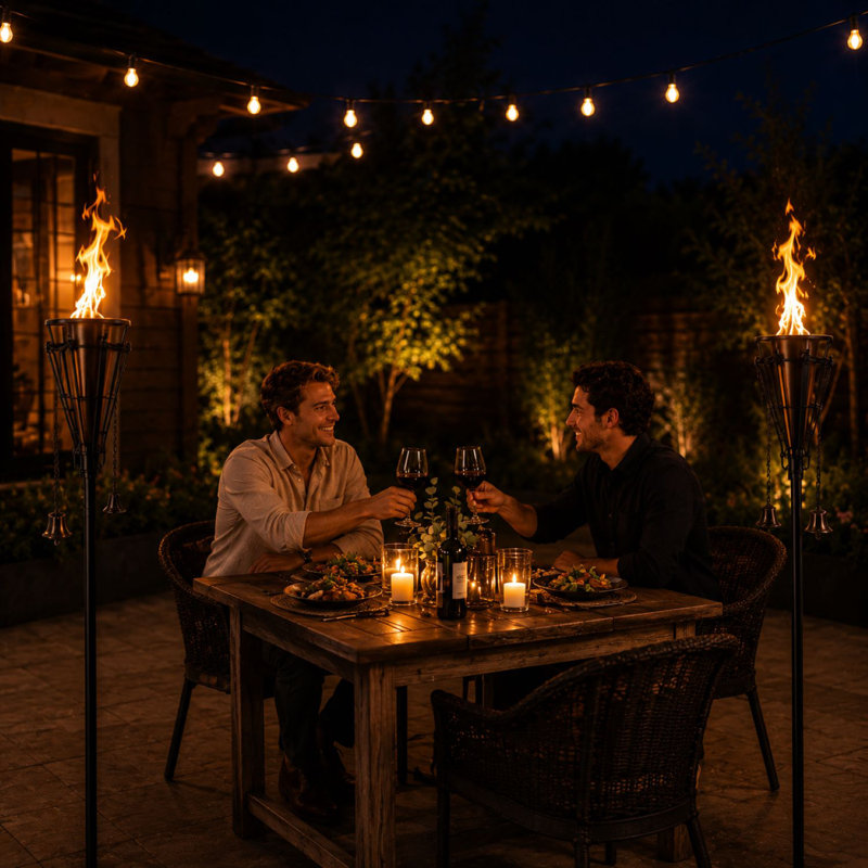 Torches d'extérieur en métal Sorbus - à utiliser pour la terrasse, le patio, la cour arrière, les fêtes à l'extérieur, le mariage - Comprend une mèche en fibre de verre et un bouchon de tabatière (paquet de 4)
