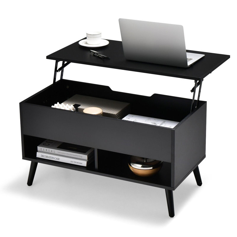 Lift Top Coffee Table with Storage, Black