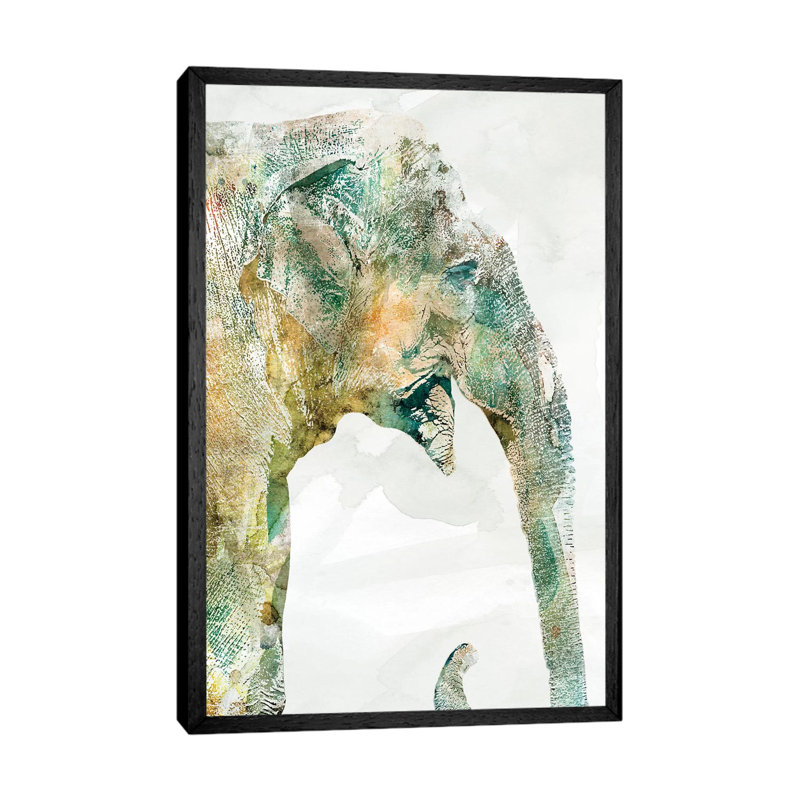 African Colours Elephant by Carol Robinson - Print on Canvas, Black Framed, 66.04 cm H x 45.72 cm W