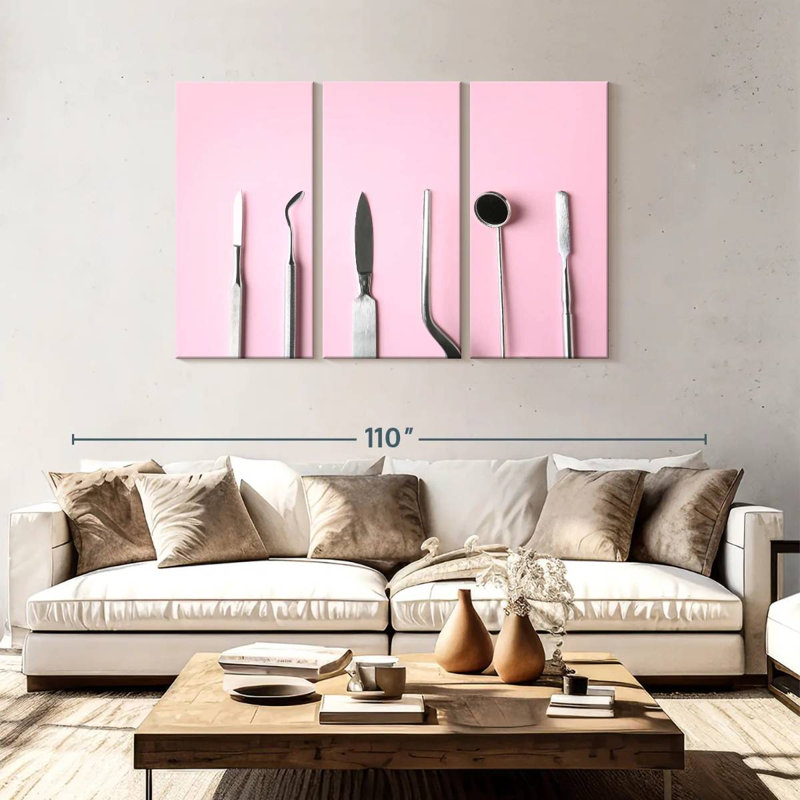 Dental Tools On Pink, 48" H x 74" W