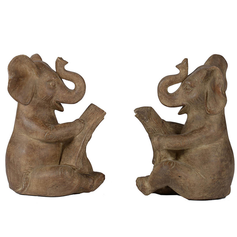 Set of 2, 4.3x4x6" Elephant Bookends