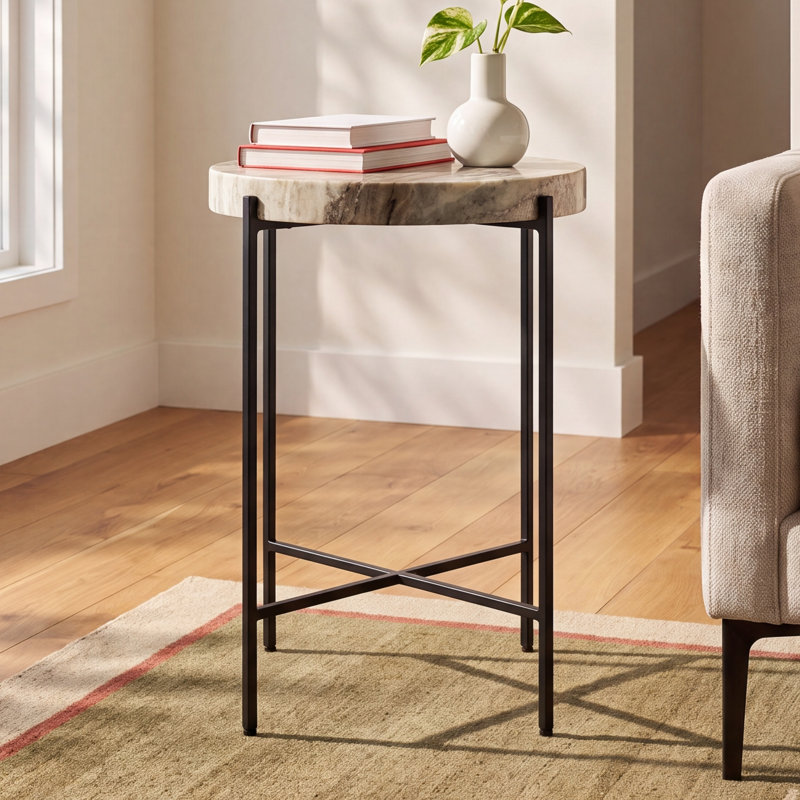 Bingham Marble Top End Table, Light Brown