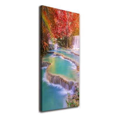 Waterfall In Autumn - Wrapped Canvas Print