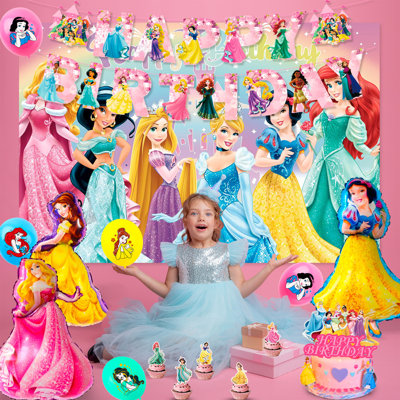 Articles de fête d'anniversaire princesse, 116 pièces décorations de fête princesse