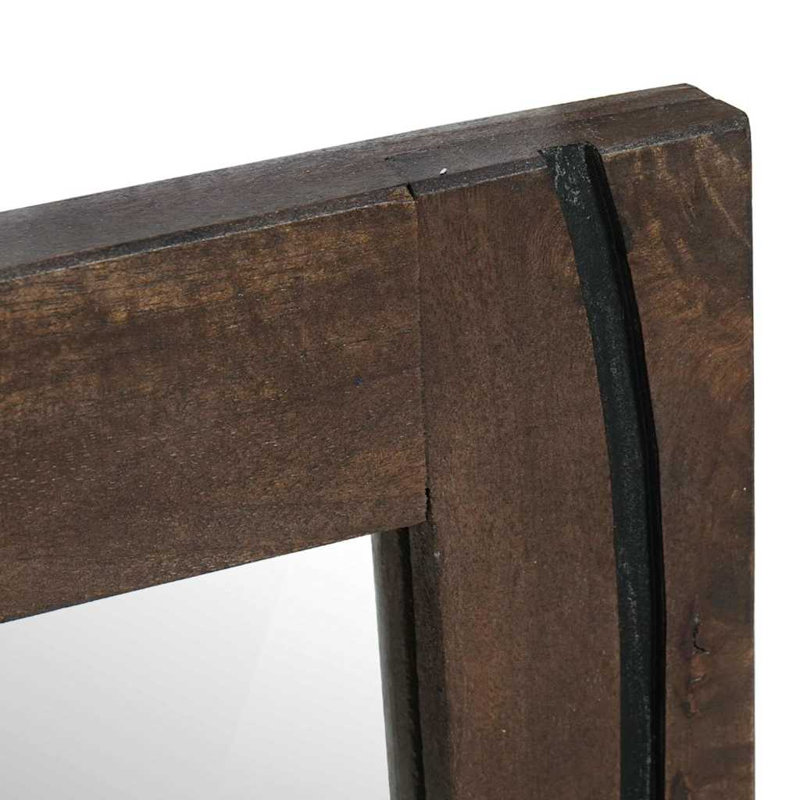 vidaXL Bathroom Mirror with Mirror Glass and Solid Mango wood Decor Reflective, Dark Brown