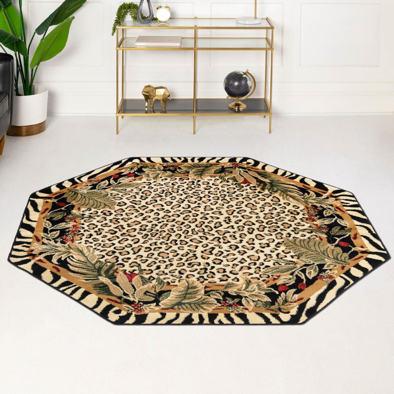Testerman Power Loom Cream Rug, Octagon 5'3" x 5'3"