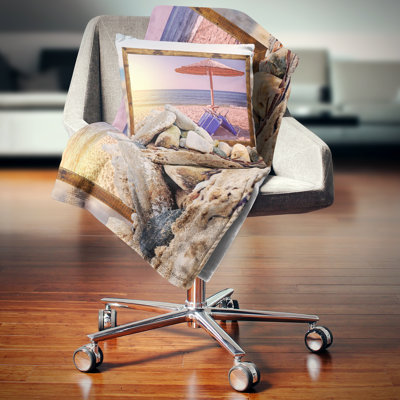Framed Effect Beach Sunset - Beaches Printed Pillow