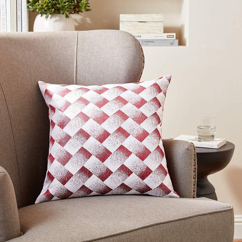 Geometric Throw Pillow, Burgundy