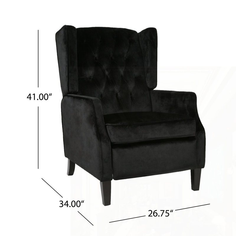 Fabric Armchair Push Back Recliner, Black