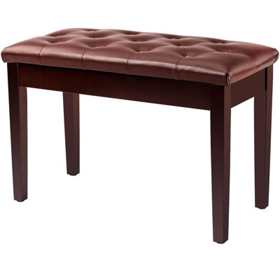 Brown Button-Top Piano Bench With Storage,13.8"X19"