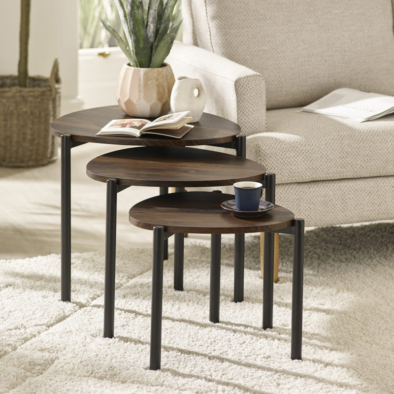 Teardrop Nesting Side Table, Dark Brown Wood