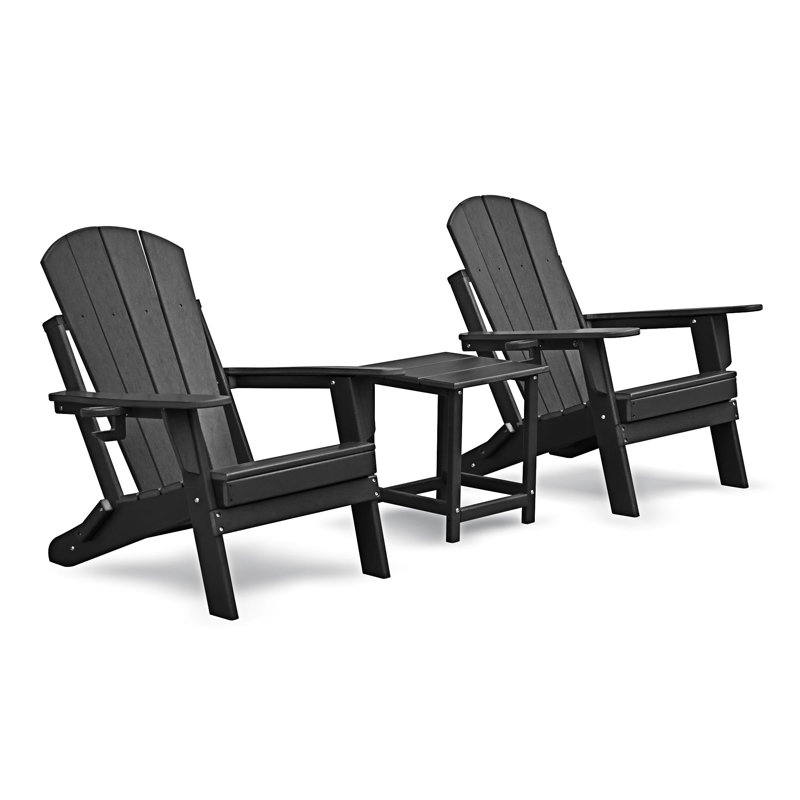 Ensemble de chaises pliantes Adirondack d'extérieur, Noir