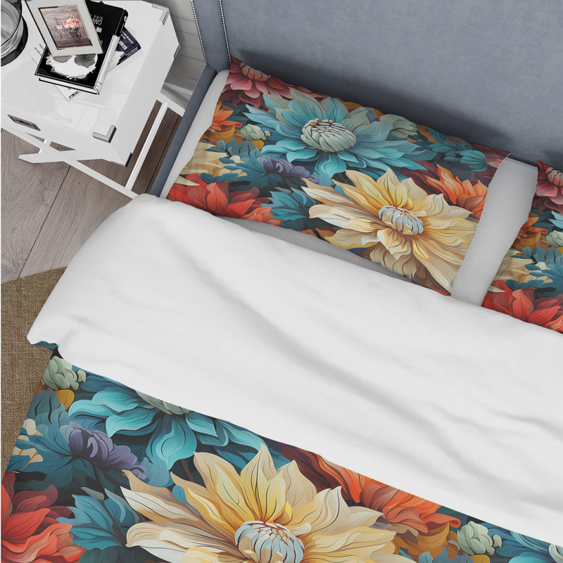 Literie colorée Popart Pixel Flower Garden II, Housse de couette simple + 1 taie décorative stan