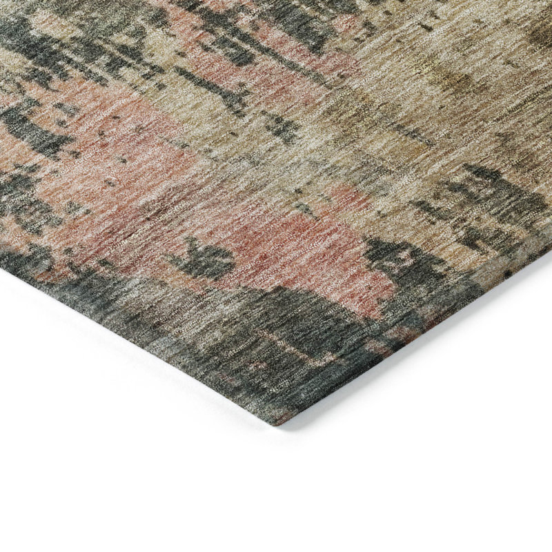 Sage Abstract Washable Indoor/Outdoor Rectangular Rug 30x20