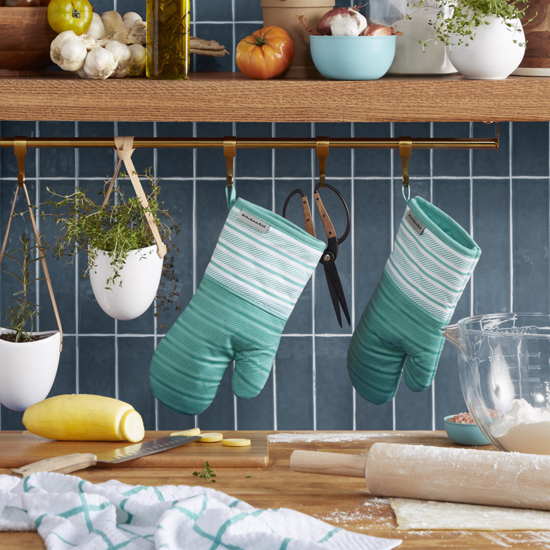 KitchenAid Albany Oven Mitt 2-Pack Set, Blue