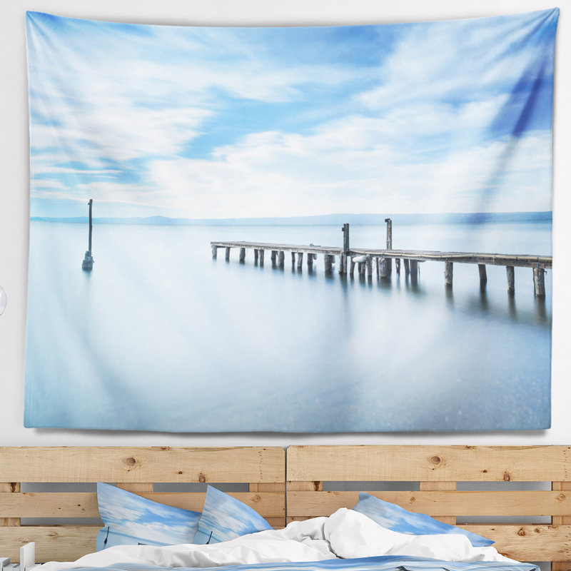 Tapisserie paysage marin et ciel bleu, H 32 po x l 39 po