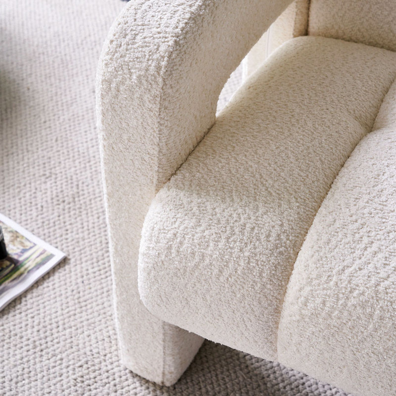 Practical Single Chair, Wide Upholstered Accent Chair, 100% Polyester Beige