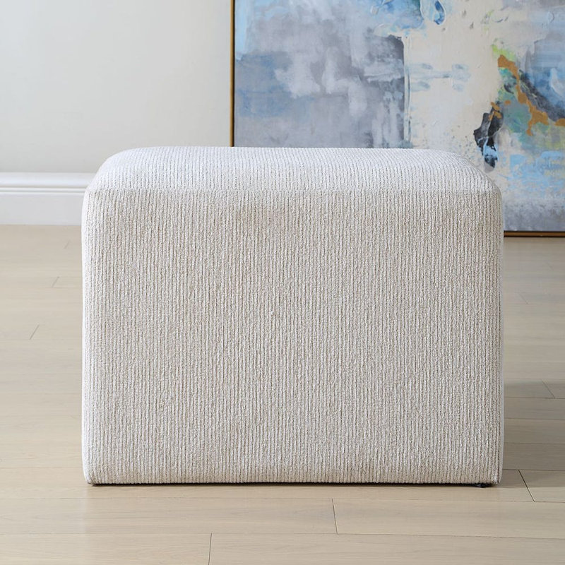  Banc rembourré en tissu blanc cassé H 18 "Accent Stool