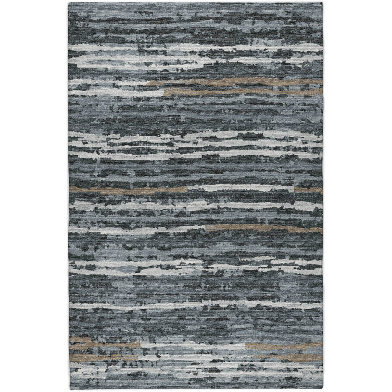 Premium Machine Washable Dream Shag ADS75 Broken Stripes Rug, 8' x 10', Shadow