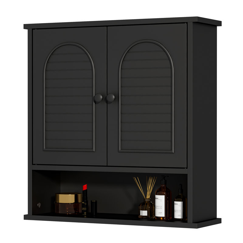 Armoire de salle de bain murale blanche, Noir