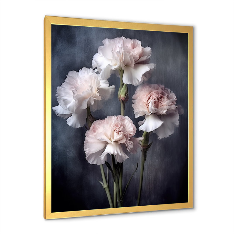 Œillets noirs et blancs avec impression sur toile, H 32 po x l 16 po x P 1 po, Cadre doré simple