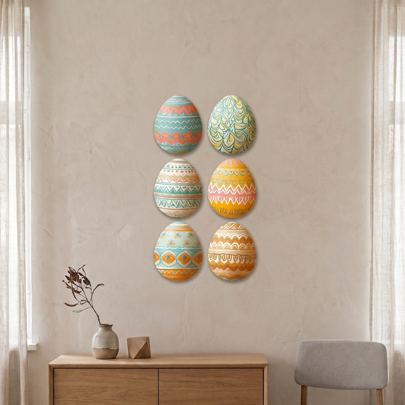 6 pièces de décoration murale œuf de Pâques bohémien