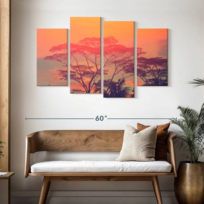 Silhouette d'arbres d'Afrique Lynelle, H 32 po x l 52 po