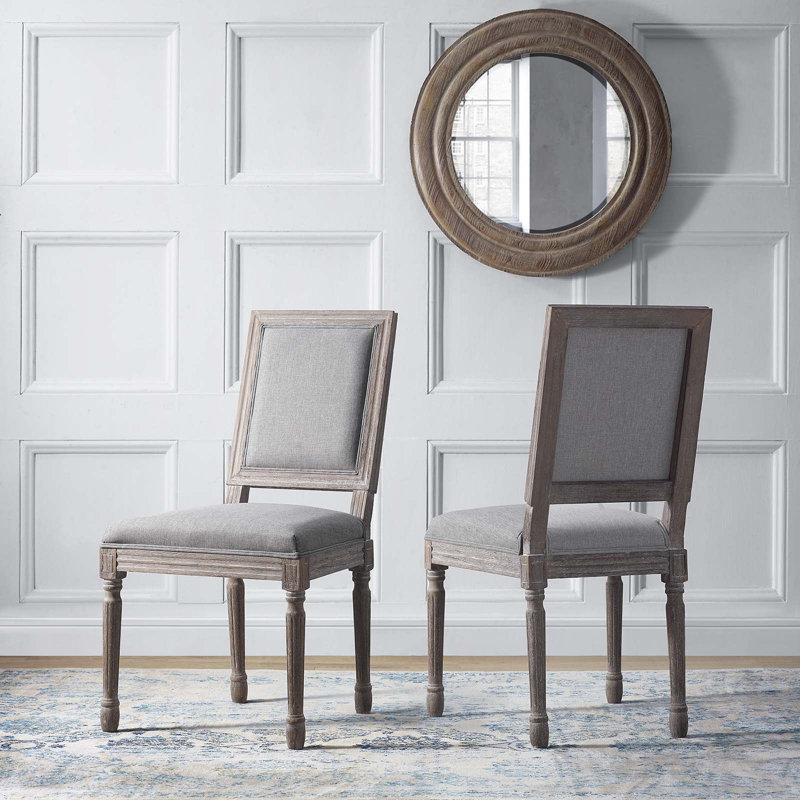 Modway Court Dining Side Chair Upholstered Fabric, Light Grey Velvet, 4