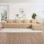 Canapé modulaire modulaire en L à 4 places sans os, canapé modulaire Cloud avec assise profonde, canapé modulaire moderne à 4 places avec coussins décoratifs et 1 repose-pieds mobile, tissu en velours côtelé-320966934