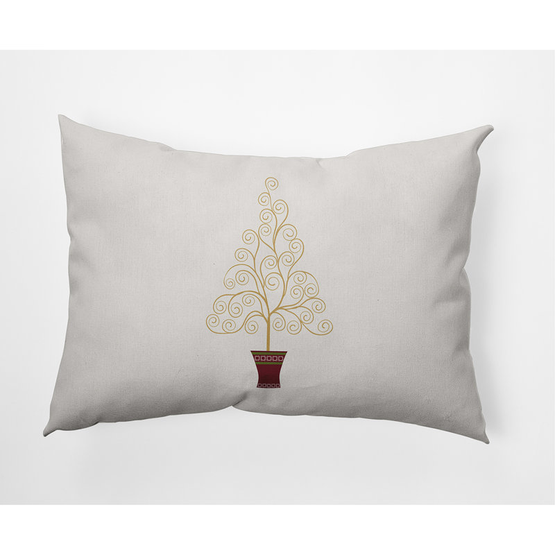 Housse de coussin rectangulaire d'extérieur Filigree Tree, Blanc cassé