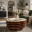32.1" Round Coffee Table, Modern Flower-Shaped Coffee Table, Stone Tabletops with Unique Marble Patterns are Ideal for Living Room Office Cafe- Fully Assembled