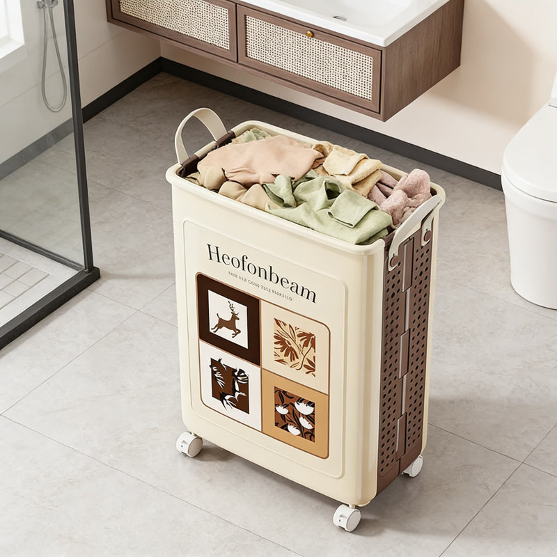 Foldable Laundry Hamper With Wheels For Home Use, Large Collapsible Storage Basket For Clothes, Toys, And Bathroom Organization