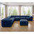 Large Modular Sectional Sofa Sectional Couch With Storage Chenille Sectional Sofa For Living Room, Cylindrical Backrest And Armrests 6 Seats,Blue-234287573