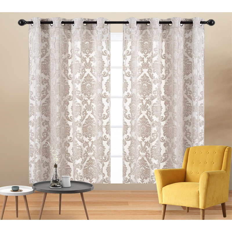 Polyester Semi Sheer Curtain Pair, 52" W x 63" L, Mocha