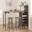 Ensemble de table de bar et de chaise de salle à manger 3 pièces à hauteur de comptoir, support à vin spécialisé pour 6 bouteilles intégré, tablettes de rangement extra ouvertes