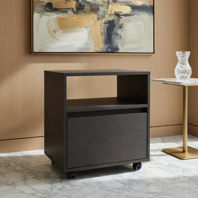Table de chevet Austin, table de bout, roulettes de table d'appoint, tiroir simple - noir