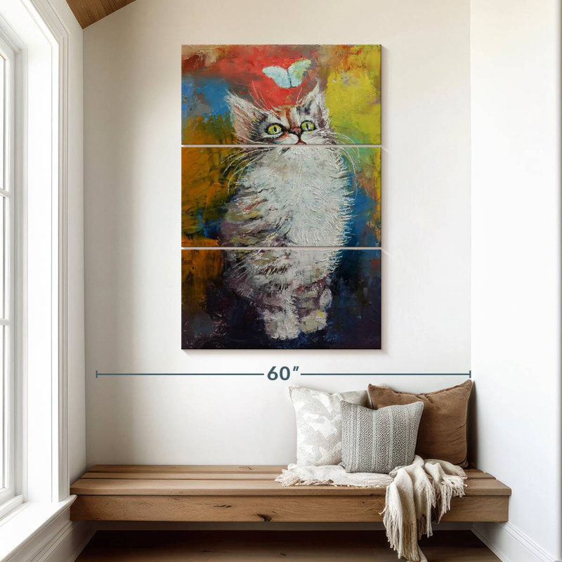 Brampt Kitten And Butterfly, 50" H x 32" W