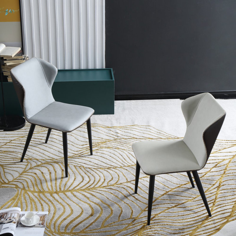 Chaise d'appoint à oreilles Caelub en acier inoxydable blanc / noir
