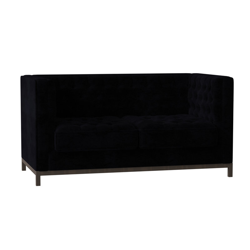 Jess Loveseat, Brown Mahogany, Bella Black Performance Velvet