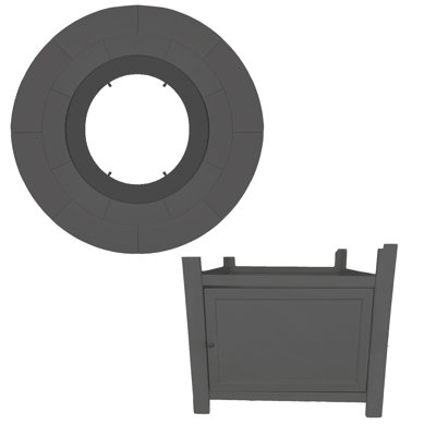 25"(H)x 48" (W) Round HDPE Fire Pit- Top and Base Frame Only, Gray