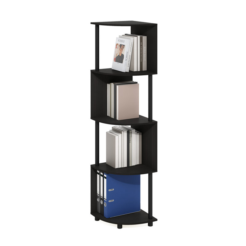 Sharee 4-Tier Zigzag Corner Shelf Bookcase, Bookshelf, Espresso/Black