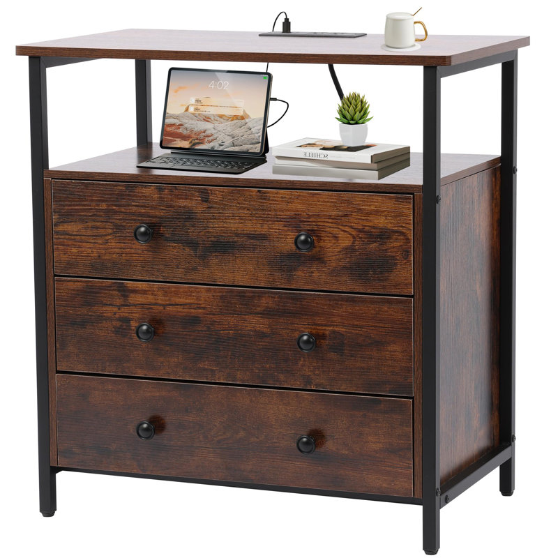 Jhadiel 27'' W Nightstand, Brown/Black